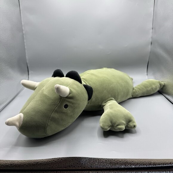 Pillowfort Weighted Plush Green Triceratops Dinosaur 3lb Throw Pillow 24" - Picture 1 of 10
